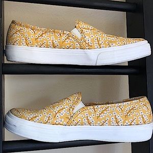 Keds Yellow Slip-On Sneakers with Geometric Pattern